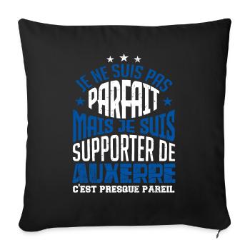 Cadeau foot auxerre supporter auxerrois - Housse de coussin décorative 45 x 45 cm - noir - Devant