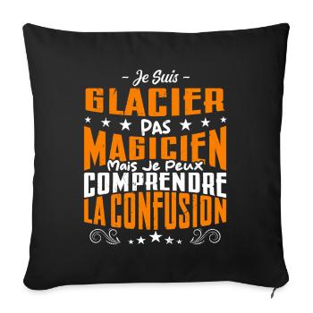 Je Suis Glacier Pas Magicien - Housse de coussin décorative 45 x 45 cm - noir - Devant