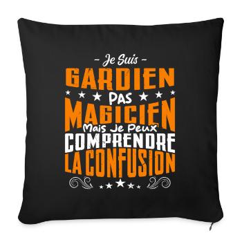 Je Suis Gardien Pas Magicien - Housse de coussin décorative 45 x 45 cm - noir - Devant