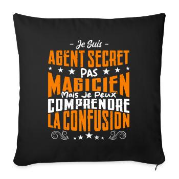 Je Suis Agent Secret Pas Magicien - Housse de coussin décorative 45 x 45 cm - noir - Devant