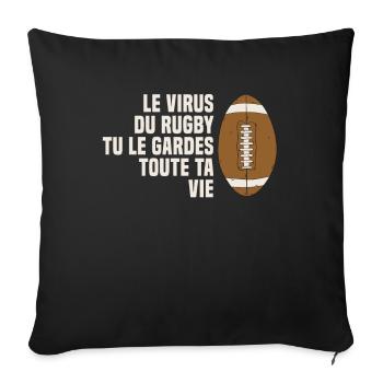 Le virus du Rugby tu le gardes toute ta vie - Housse de coussin décorative 45 x 45 cm - noir - Devant