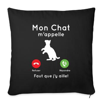 Mon chat m'appelle - Housse de coussin décorative 45 x 45 cm - noir - Devant