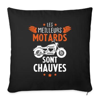 Les meilleurs motards sont chauves - Housse de coussin décorative 45 x 45 cm - noir - Devant