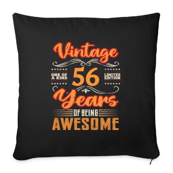 Vintage | 56 anniversaire idées cadeaux - Housse de coussin décorative 45 x 45 cm - noir - Devant