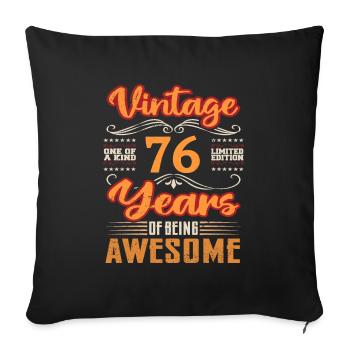 Vintage | 76 anniversaire idées cadeaux - Housse de coussin décorative 45 x 45 cm - noir - Devant