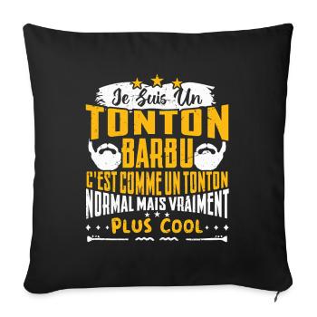 Un tonton barbu plus cool | Humour Cadeau Oncle - Housse de coussin décorative 45 x 45 cm - noir - Devant