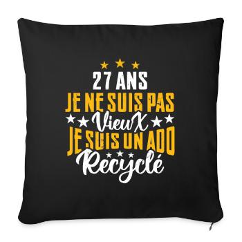 27 ans | Cadeau d'anniversaire | fête des pères - Housse de coussin décorative 45 x 45 cm - noir - Devant