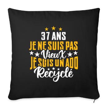 37 ans | Cadeau d'anniversaire | fête des pères - Housse de coussin décorative 45 x 45 cm - noir - Devant