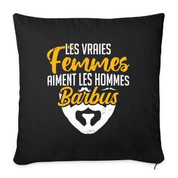 Real women love bearded men - Sofa pillowcase 17,3'' x 17,3'' (45 x 45 cm) - black - Front