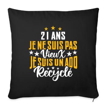 21 ans | Cadeau d'anniversaire | fête des pères - Housse de coussin décorative 45 x 45 cm - noir - Devant