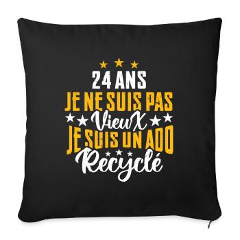24 ans | Cadeau d'anniversaire | fête des pères - Housse de coussin décorative 45 x 45 cm - noir - Devant