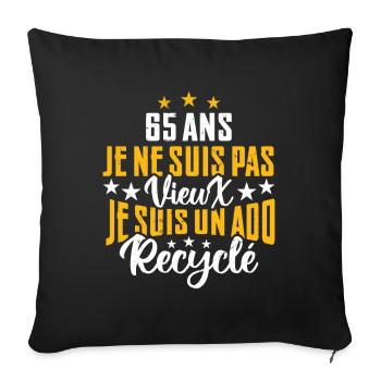 65 ans | Cadeau d'anniversaire | fête des pères - Housse de coussin décorative 45 x 45 cm - noir - Devant