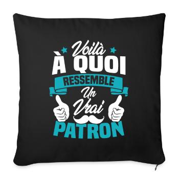 Voilà à quoi ressemble un vrai patron - Housse de coussin décorative 45 x 45 cm - noir - Devant