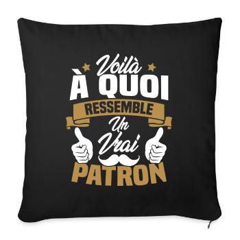 Voilà à quoi ressemble un vrai patron - Housse de coussin décorative 45 x 45 cm - noir - Devant