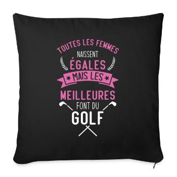 Les meilleures femmes font du golf Cadeau humour - Housse de coussin décorative 45 x 45 cm - noir - Devant