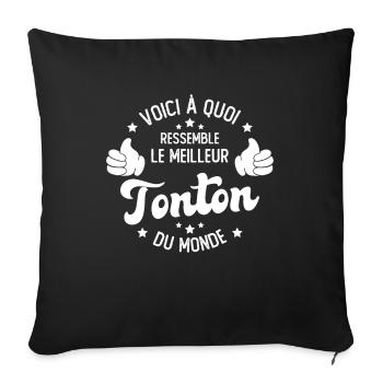 Voici à Quoi Ressemble le Meilleur Tonton du Monde - Housse de coussin décorative 45 x 45 cm - noir - Devant