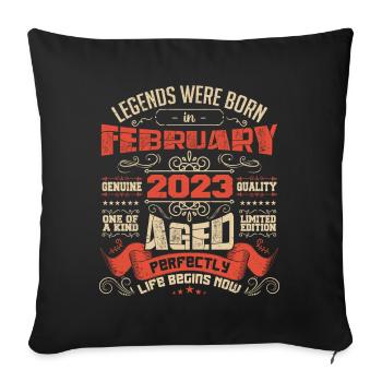Legends were born in February 2023 | gift - Sofa pillowcase 17,3'' x 17,3'' (45 x 45 cm) - black - Front