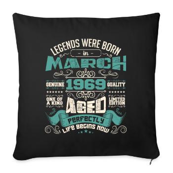 March 1969 | birthday gift - Housse de coussin décorative 45 x 45 cm - noir - Devant