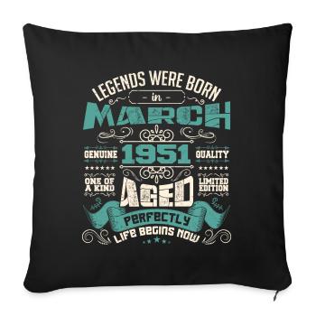 March 1951 | birthday gift - Housse de coussin décorative 45 x 45 cm - noir - Devant