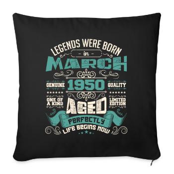 March 1950 | birthday gift - Housse de coussin décorative 45 x 45 cm - noir - Devant