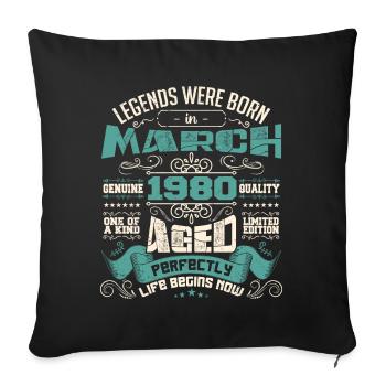 March 1980 | birthday gift - Housse de coussin décorative 45 x 45 cm - noir - Devant