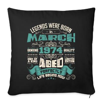 March 1974 | birthday gift - Housse de coussin décorative 45 x 45 cm - noir - Devant
