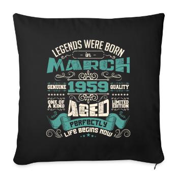 March 1959 | birthday gift - Housse de coussin décorative 45 x 45 cm - noir - Devant