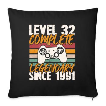 Birthday Gift, Level 32 Complete 1991 - Sofa pillowcase 17,3'' x 17,3'' (45 x 45 cm) - black - Front