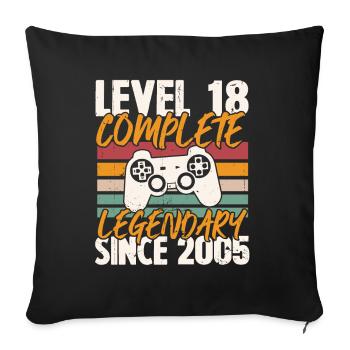 Birthday Gift, Level 18 Complete 2005 - Sofa pillowcase 17,3'' x 17,3'' (45 x 45 cm) - black - Front