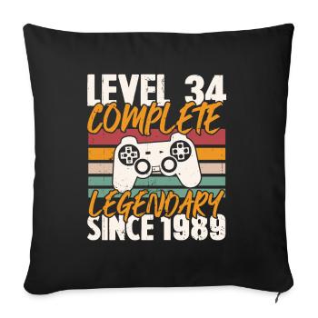Birthday Gift, Level 34 Complete 1989 - Sofa pillowcase 17,3'' x 17,3'' (45 x 45 cm) - black - Front