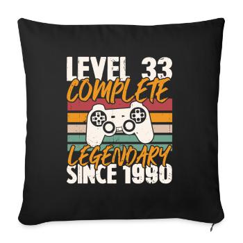 Geburtstagsgeschenk, Level 33 Complete 1990 - Sofakissenbezug 45 x 45 cm - Schwarz - Vorne
