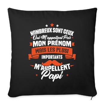Les plus importants mappellent papi / Cadeau papi - Housse de coussin décorative 45 x 45 cm - noir - Devant