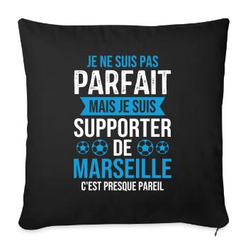 Je suis supporter de Marseille - Housse de coussin décorative 45 x 45 cm - noir - Devant