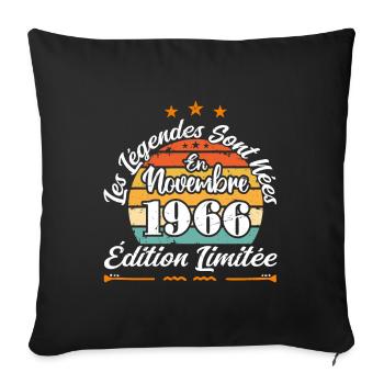 Les Légendes Sont Nées En Novembre 1966 - Housse de coussin décorative 45 x 45 cm - noir - Devant