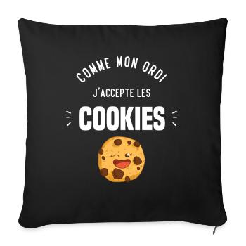 Comme mon ordi j'accepte les cookies Cadeau humour - Housse de coussin décorative 45 x 45 cm - noir - Devant