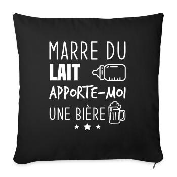 Marre du lait apporte moi une bière - Housse de coussin décorative 45 x 45 cm - noir - Devant
