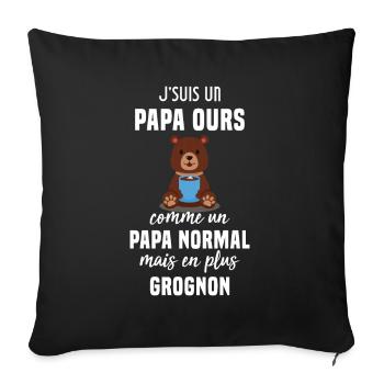 Je suis un papa ours comme un papa normal cadeau - Housse de coussin décorative 45 x 45 cm - noir - Devant