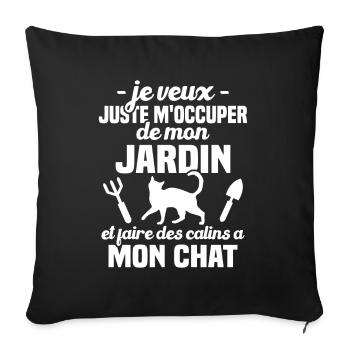 M'occuper de mon jardin - Cadeau jardinier chat - Housse de coussin décorative 45 x 45 cm - noir - Devant