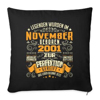 Im November 2001 geboren - Housse de coussin décorative 45 x 45 cm - noir - Devant