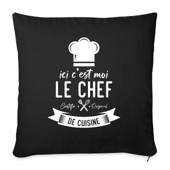Ici c'est moi le chef certifié original de cuisine - Housse de coussin décorative 45 x 45 cm - noir - Devant