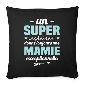 Ingénieur cadeau drôle mamie retraitée - Housse de coussin décorative 45 x 45 cm - noir - Devant