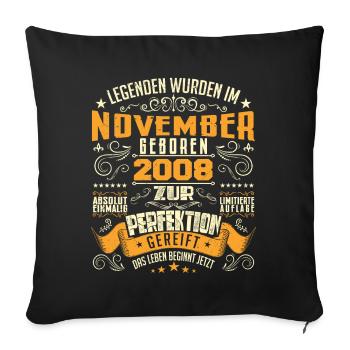 Im November 2008 geboren - Housse de coussin décorative 45 x 45 cm - noir - Devant