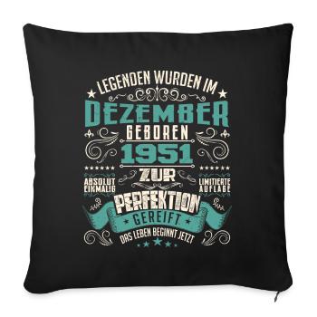 Legenden werden geboren im Dezember 1951 - Housse de coussin décorative 45 x 45 cm - noir - Devant