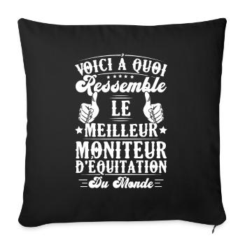 Le meilleur moniteur d'équitation du monde - Housse de coussin décorative 45 x 45 cm - noir - Devant