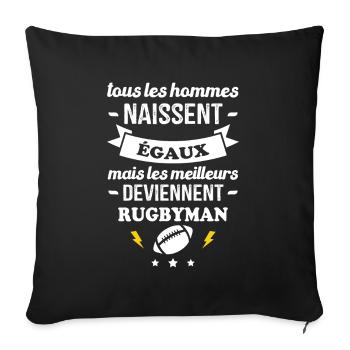 Hommes égaux meilleurs deviennent rugbymen - Housse de coussin décorative 45 x 45 cm - noir - Devant