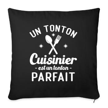 Un tonton cuisinier est un tonton parfait - Housse de coussin décorative 45 x 45 cm - noir - Devant
