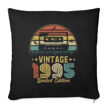 Cassette vintage 1995 - Housse de coussin décorative 45 x 45 cm - noir - Devant