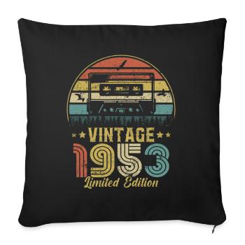 Vintage cassette 1953 - Sofa pillowcase 17,3'' x 17,3'' (45 x 45 cm) - black - Front