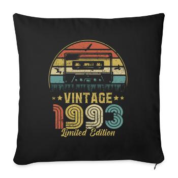 Vintage cassette 1993 - Sofa pillowcase 17,3'' x 17,3'' (45 x 45 cm) - black - Front