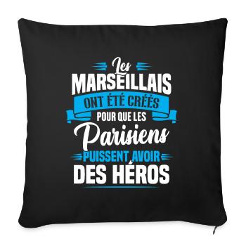 Les marseillais ont été créés pour les parisiens - Housse de coussin décorative 45 x 45 cm - noir - Devant